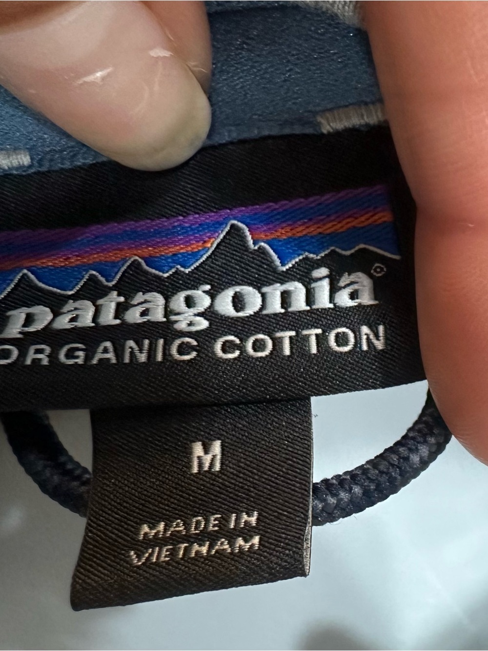 Patagonia Quilted Snap Pullover in Cream with Blue Trim - Picture 6 of 8